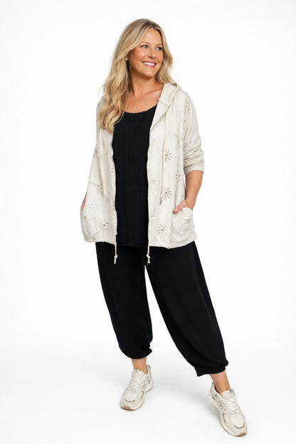 Lagen Look Double Subtle Panel Pocket Elasticated Waist Freya Pants - Black