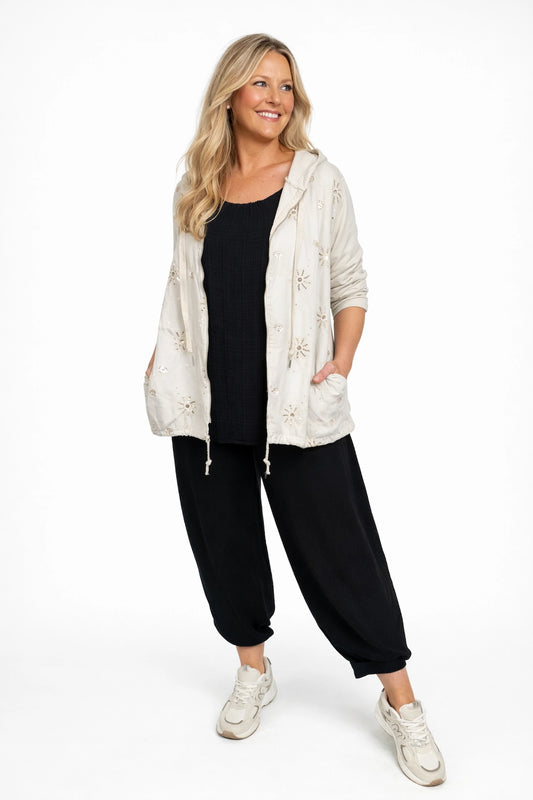 Lagen Look Double Subtle Panel Pocket Elasticated Waist Freya Pants - Black