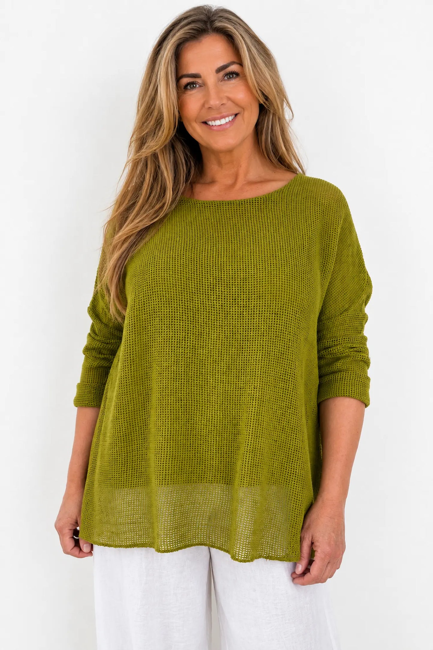 Pure Cotton Fully Lined Amy Mesh Top - Lime