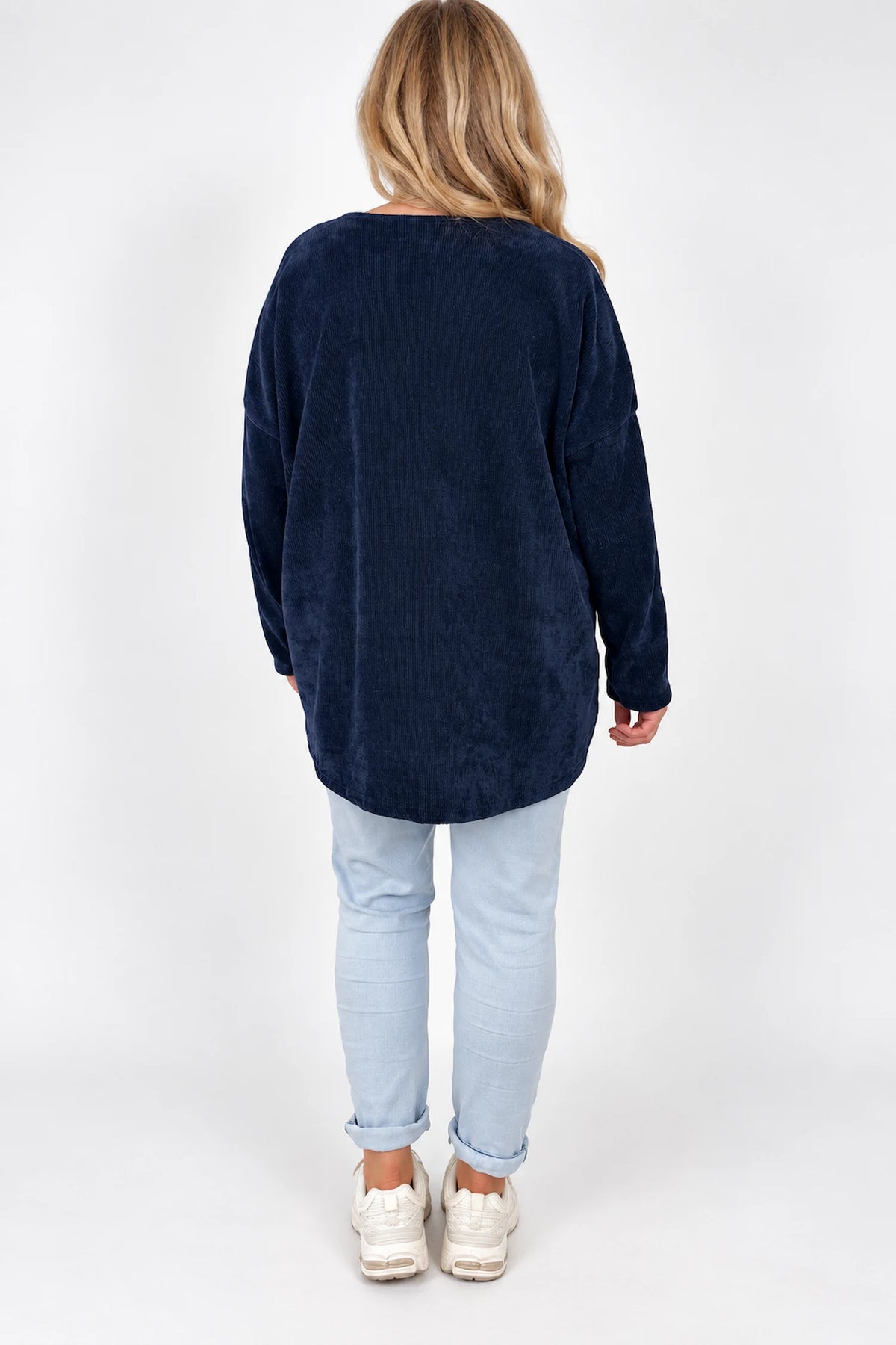 Ariana Chenille Necklace Top - Navy