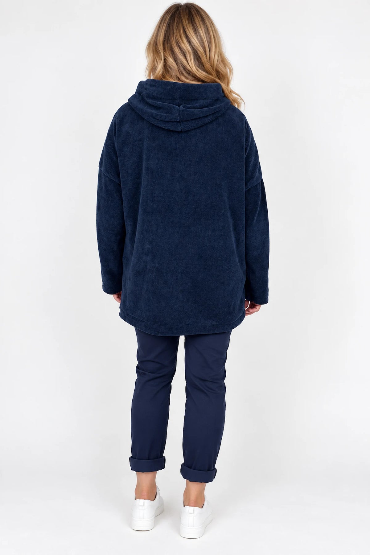 Double Pocket Chenille Zipped Cassie Hoodie - Navy
