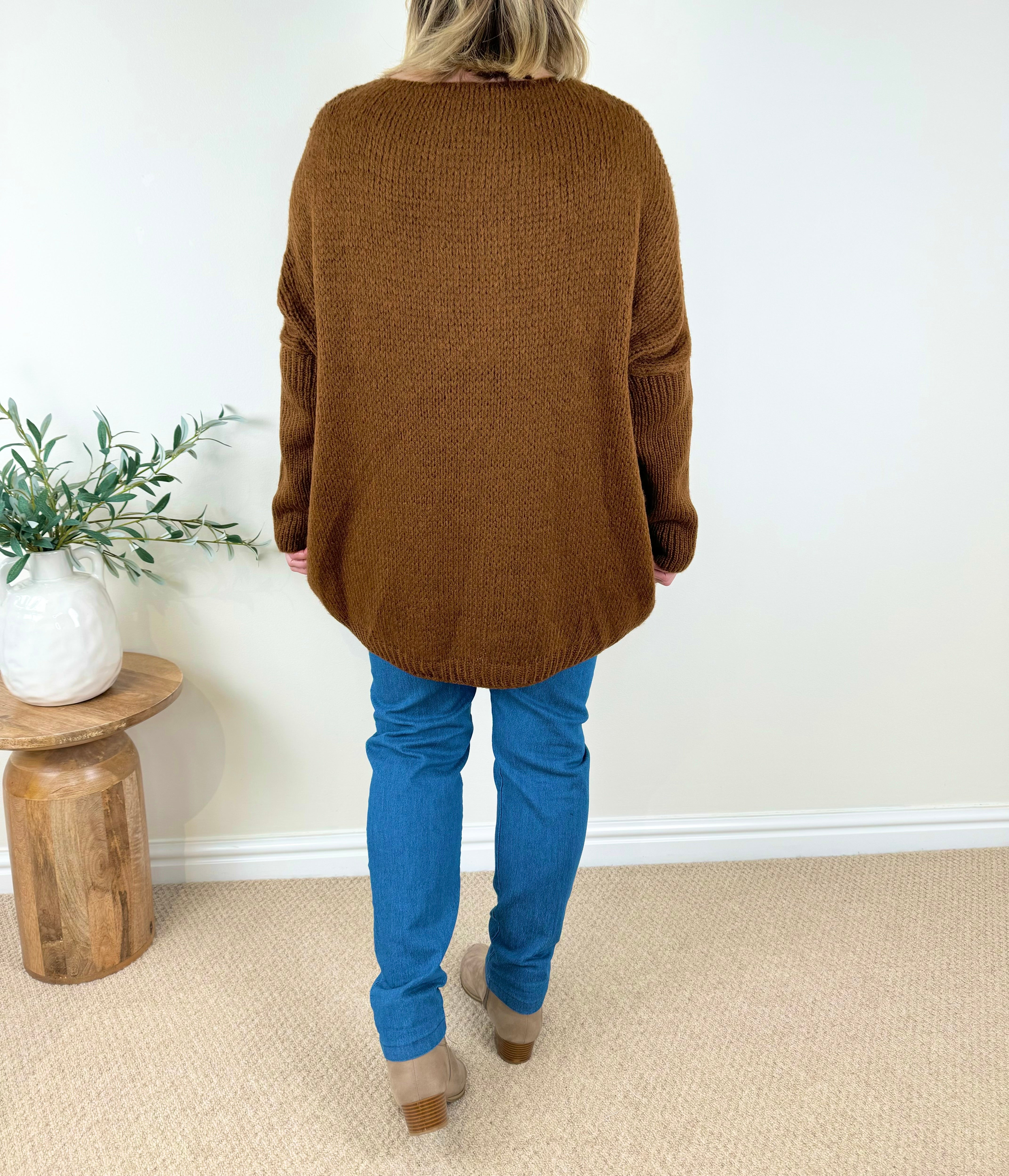 Wool Mix Cable Chunky Knit Valencia Jumper AW24 - Chestnut