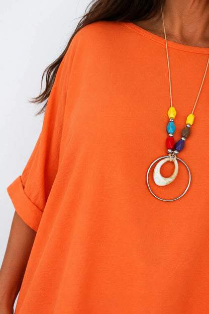 Lightweight Flow Telisa Necklace Top - Sunset Orange