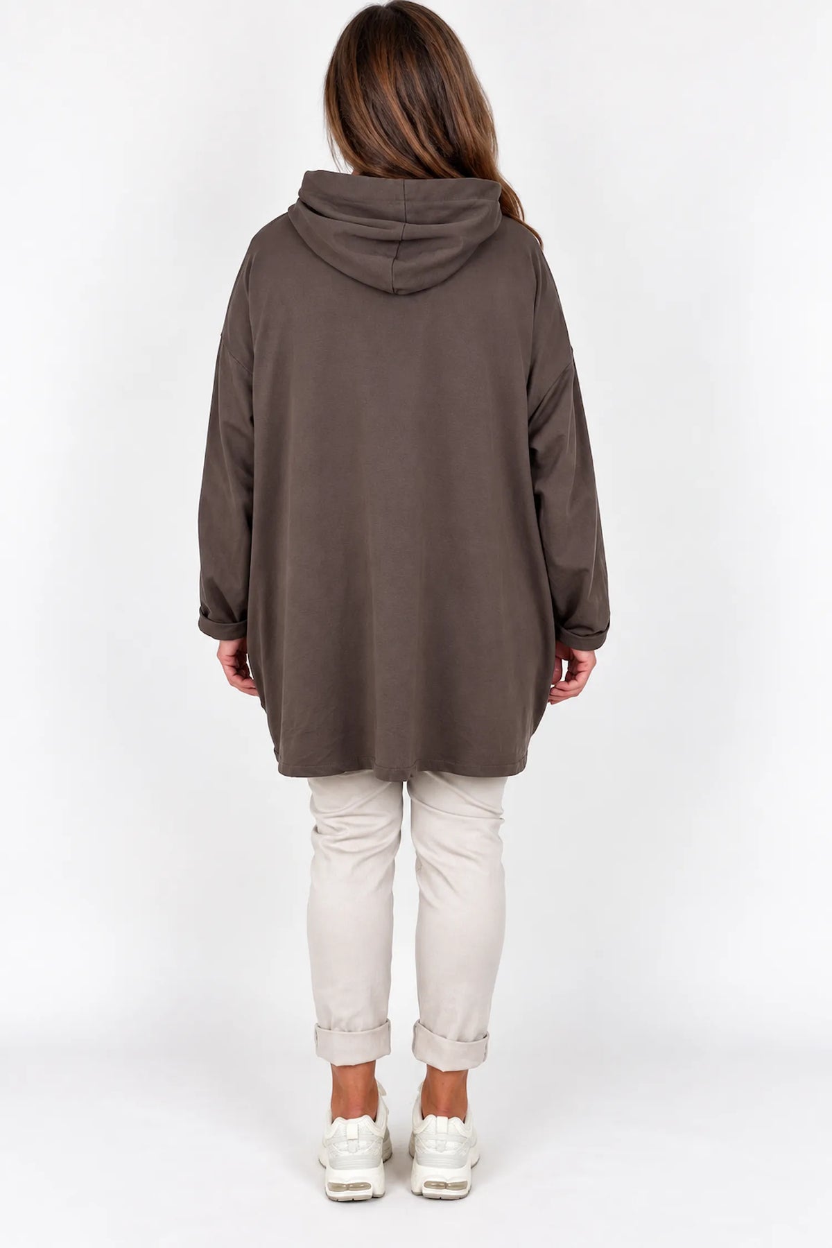 Embroidered Floral Quilted Cotton Hooded Zip Kala Coat – Chocolate