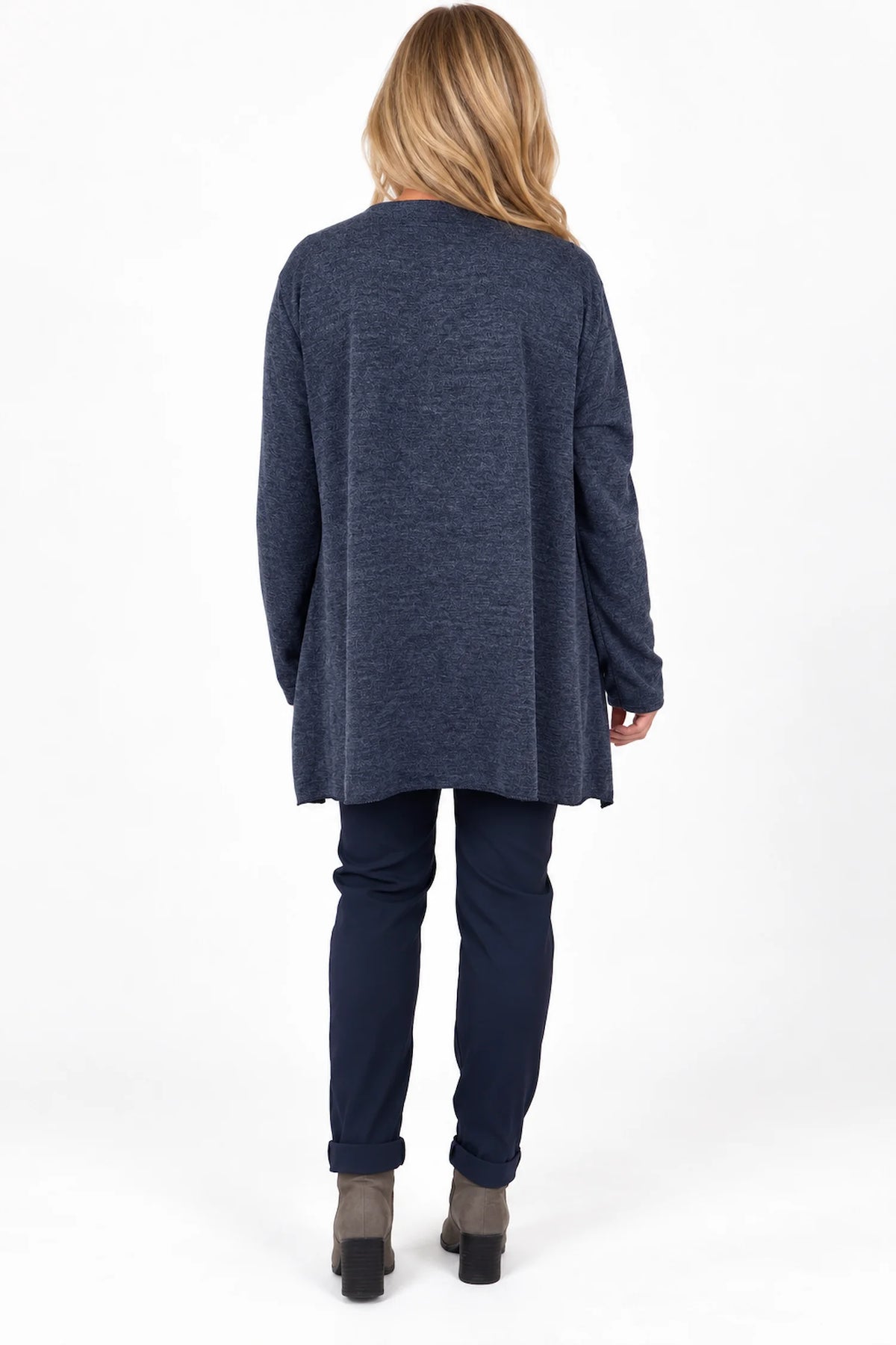 Wool Mix Diamanté Silver Stitch Ciana Top - Navy
