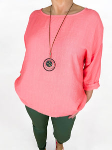 High Low Valentina Necklace Top - Coral