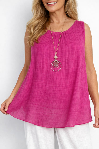 Fully Lined Cotton Italia Necklace Vest - Cerys Pink