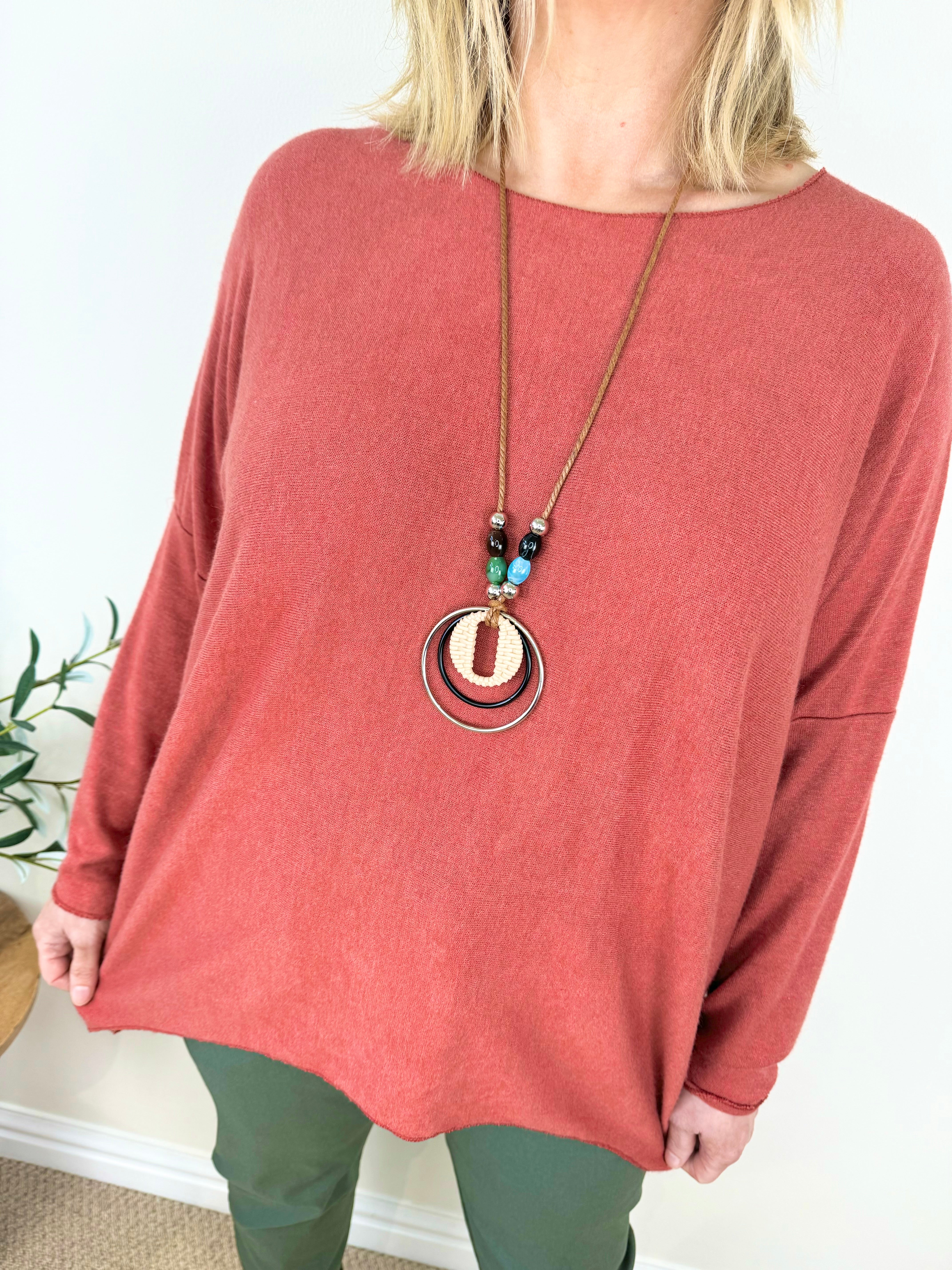 Wool Mix High Low Gigi Necklace Top AW24