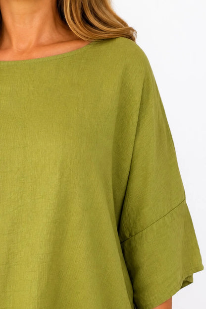 Button Detail Florence Top - Lime