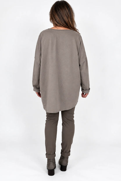 Cotton Fine Needlecord Patch Button Detail Fern Pocket Top - Mocha