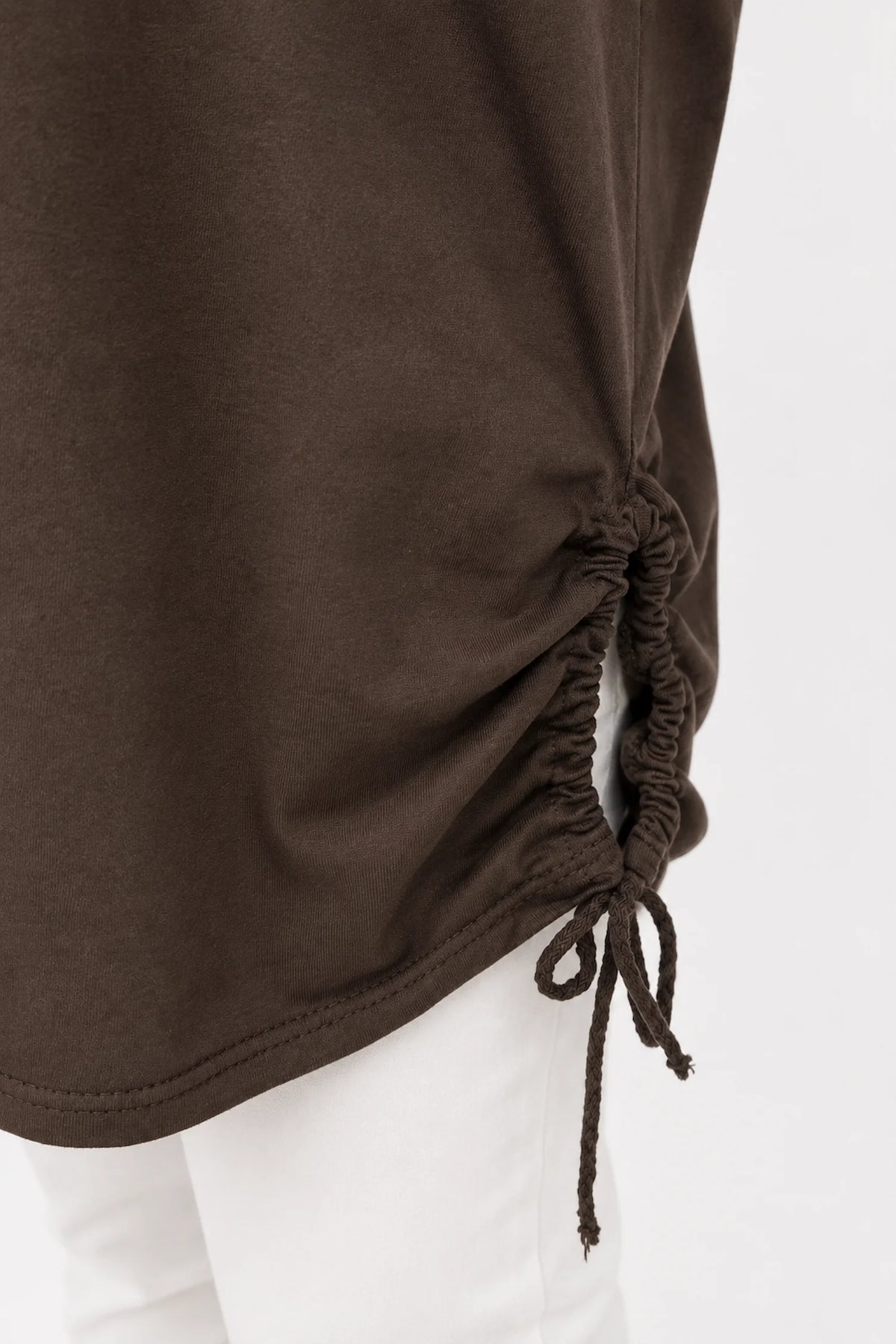 Cotton Diamanté Florence Tree Pocket Detail Tied Side Top - Chocolate