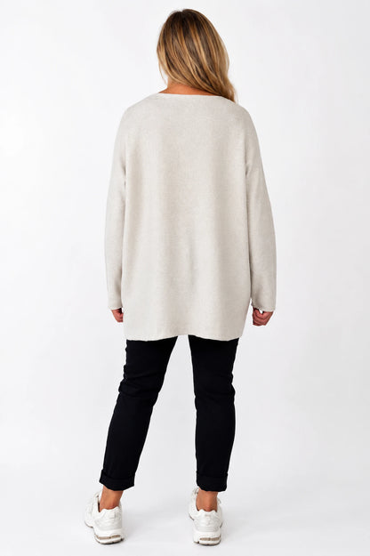 Wool Mix Seam Sleeve Venice Jumper - Beige