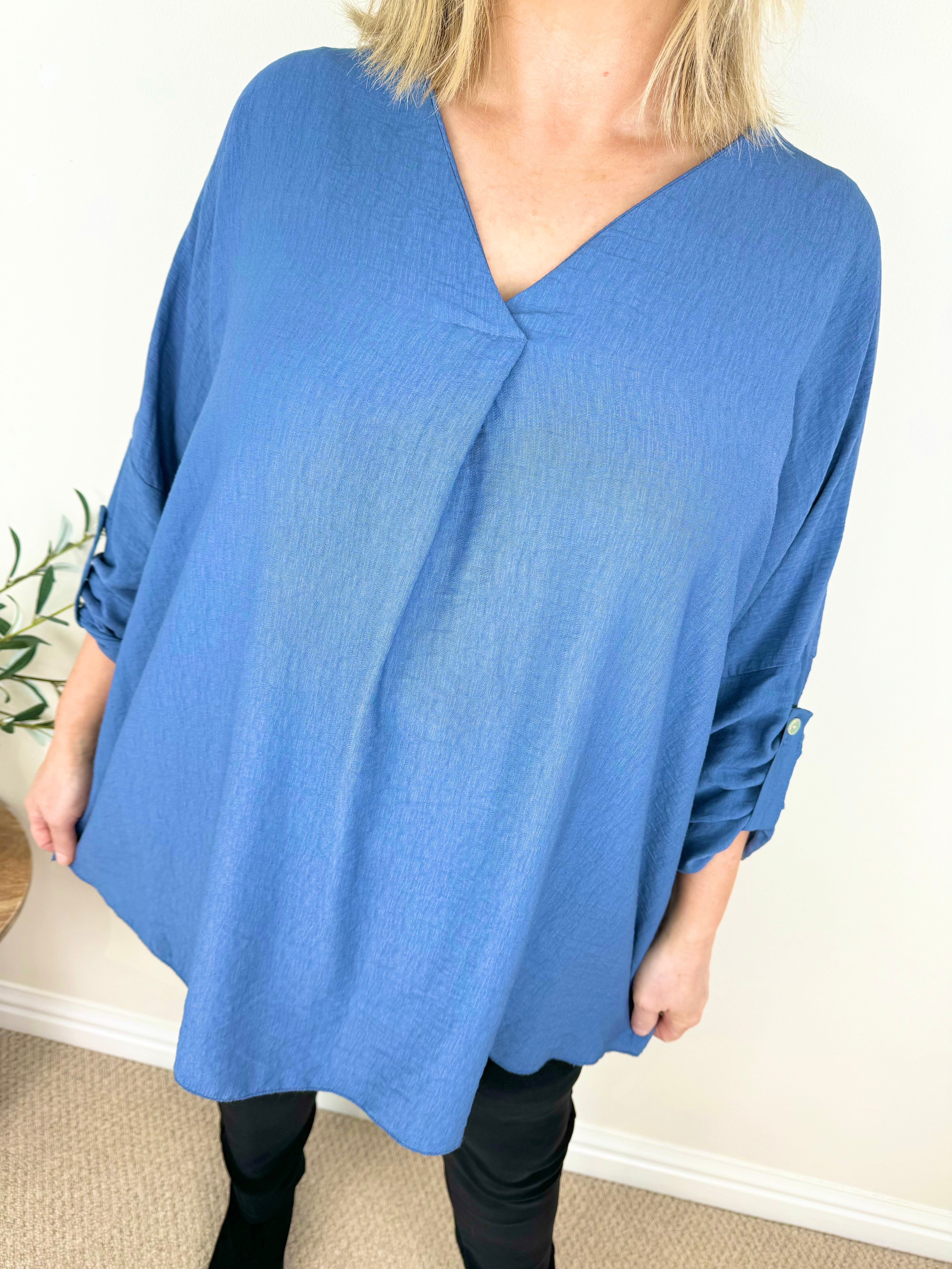 Button Sleeve Alexi Top AW24 - Denim