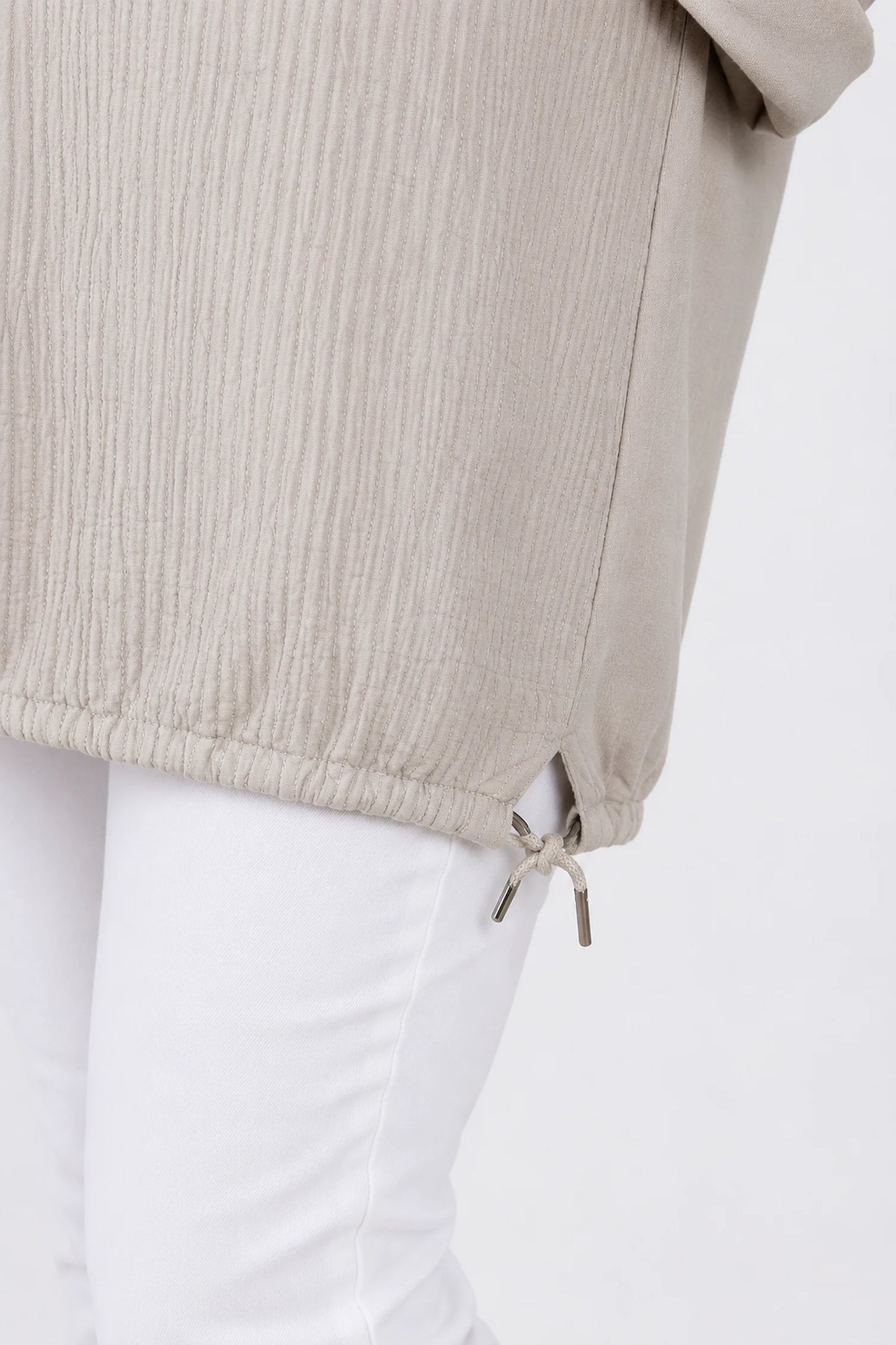 Cotton Embroidered Floral Tied Hem Flerissa Top - Beige