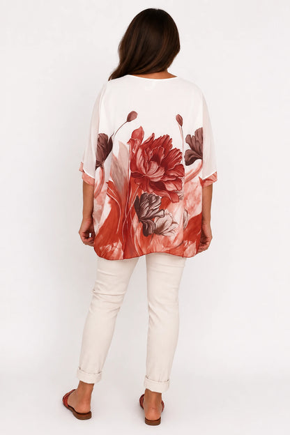 Fully Lined Vintage Floral Elizabeth Chiffon - Vintage Sangria