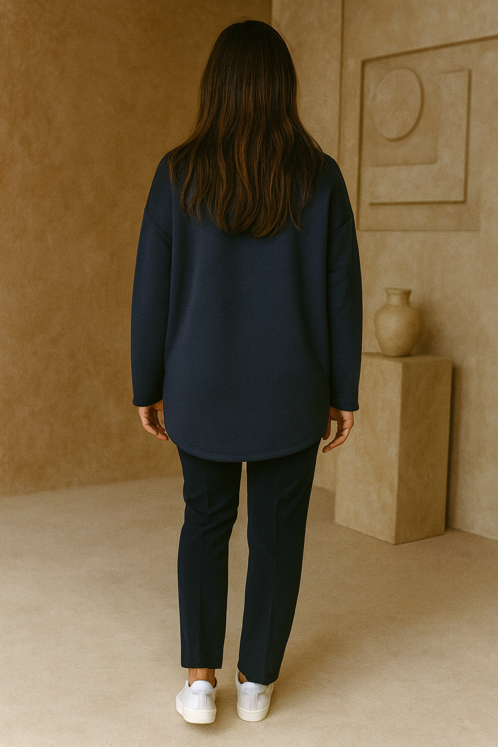 Brooklyn Embossed Light Weight Sweatshirt - Navy