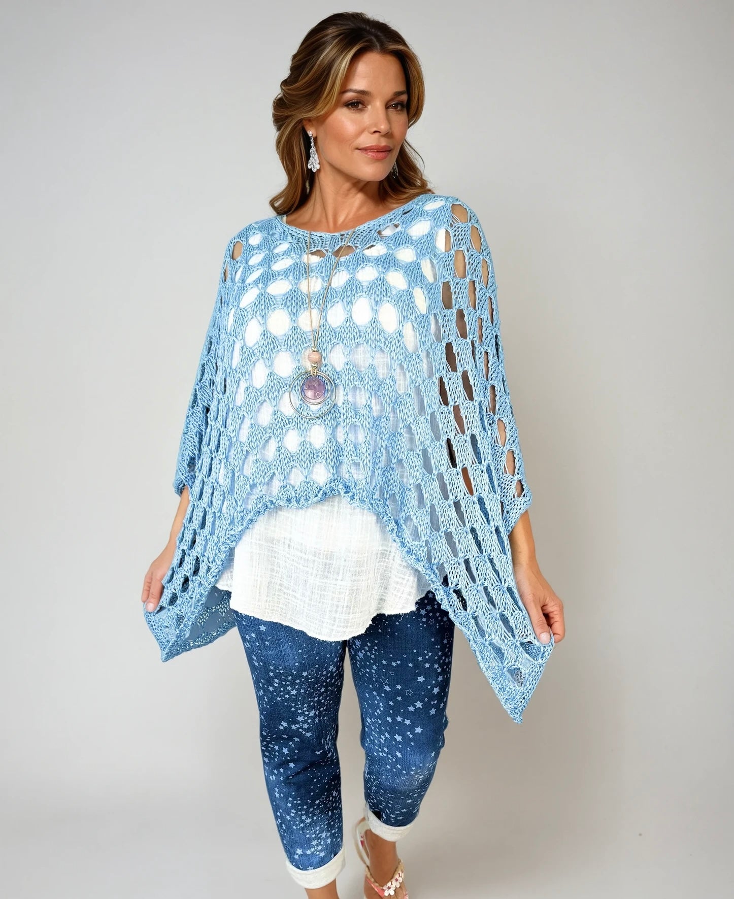 Batwing Varsia Crochet - Baby Blue