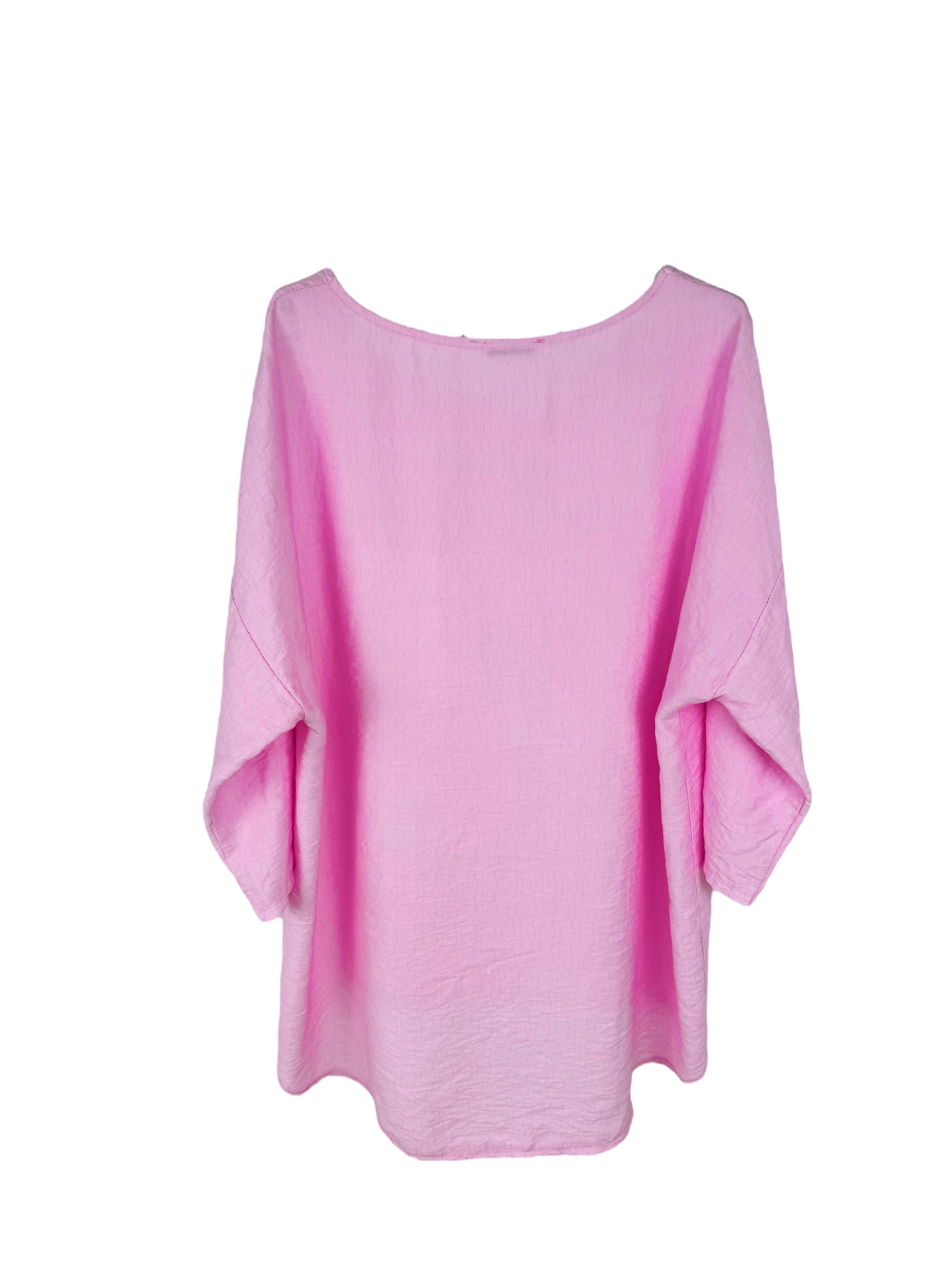 High Low Valentina Necklace Top - Baby Pink