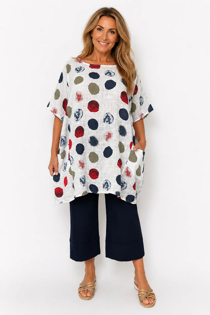 Pure Cotton Double Pocket Carmella Tunic Top - White
