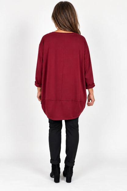 Cotton Button Side Maya Top - Wine