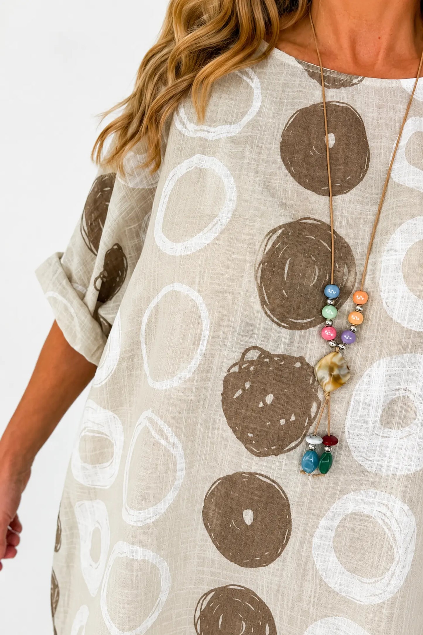 Pure Cotton Sadie Necklace Top - Beige