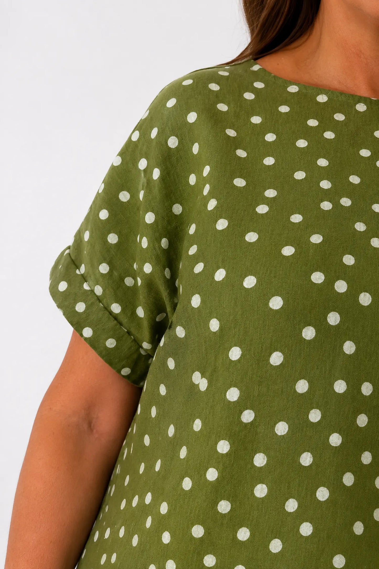 Button Back Polka Dot Maggie Top - Lime