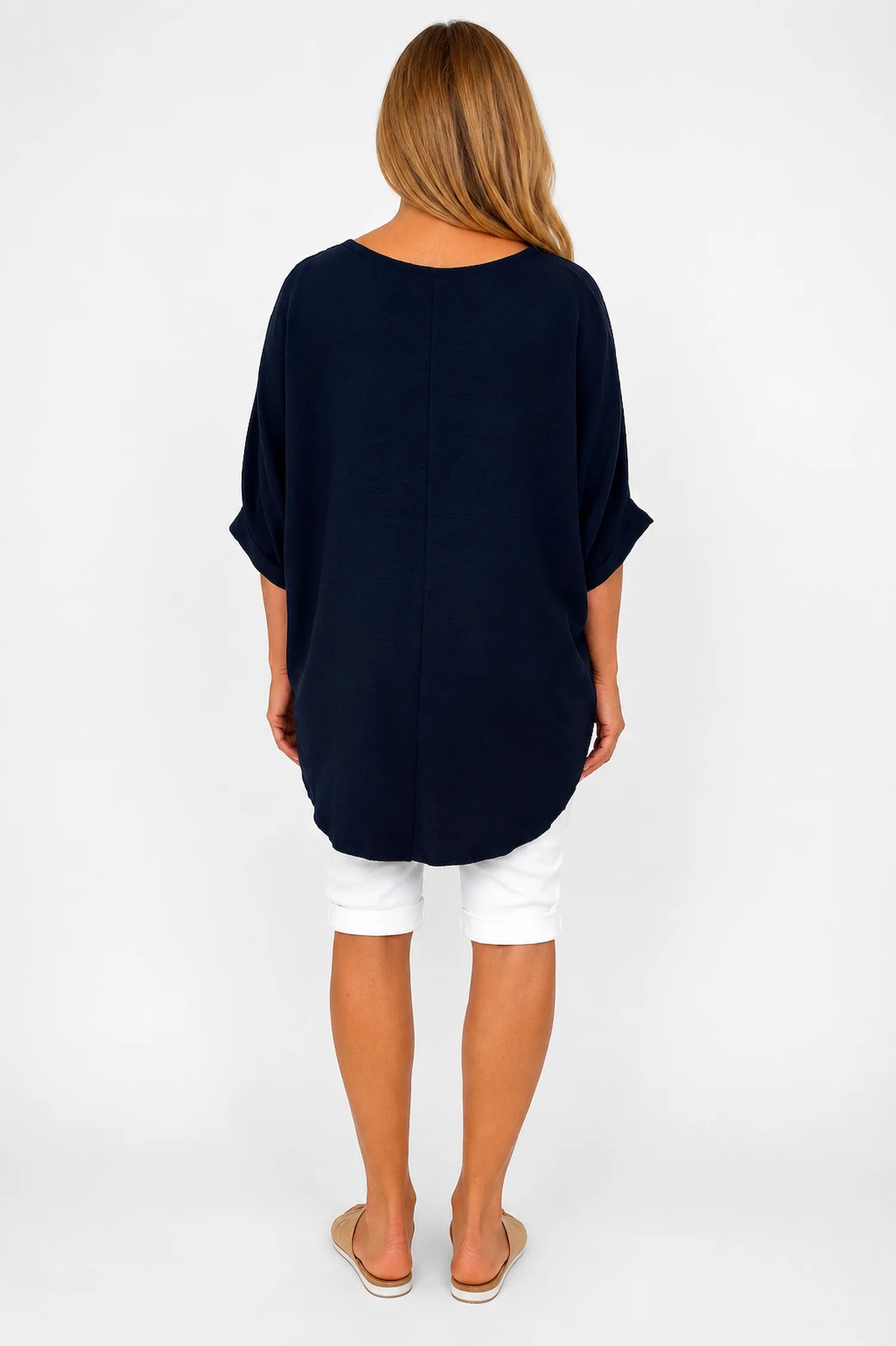 Lightweight Flow Telisa Necklace Top - Navy