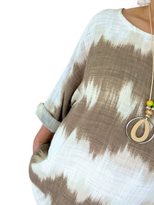 Pure Cotton Summer Breeze Necklace Top - Beige
