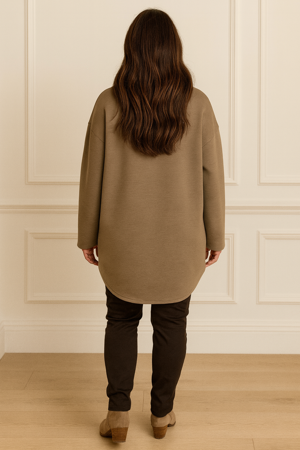 Premium Stitch Gold Button Double Pocket Verona Shacket - Mocha