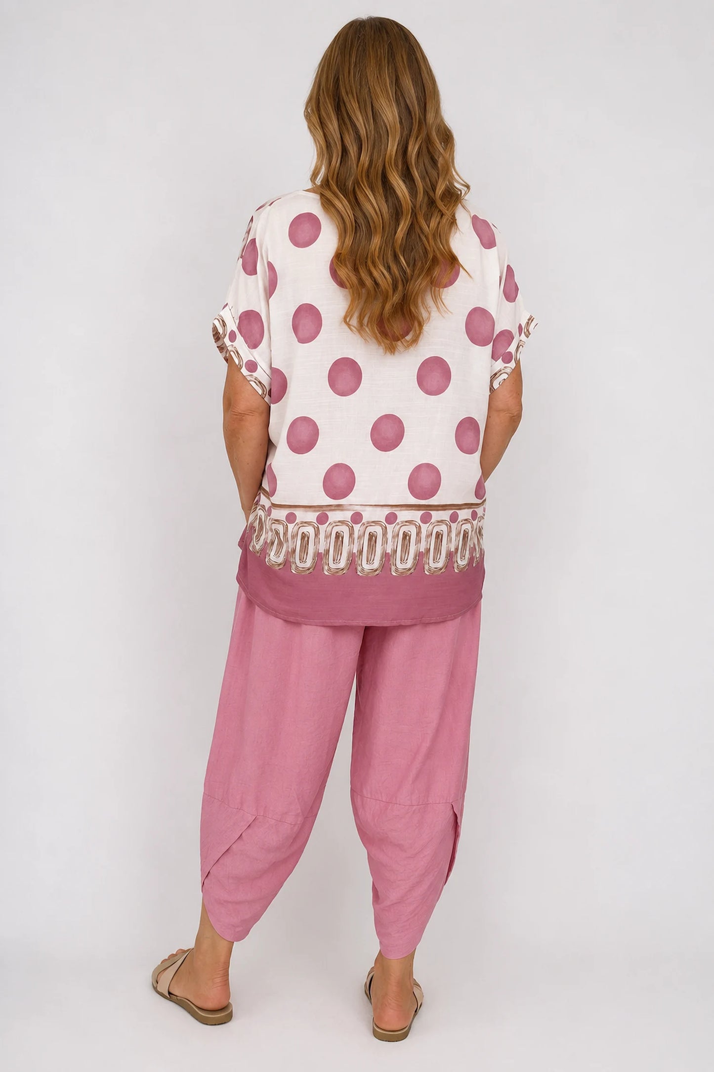 Lightweight Spotted Elizabeth Top - Vintage Rose Pink