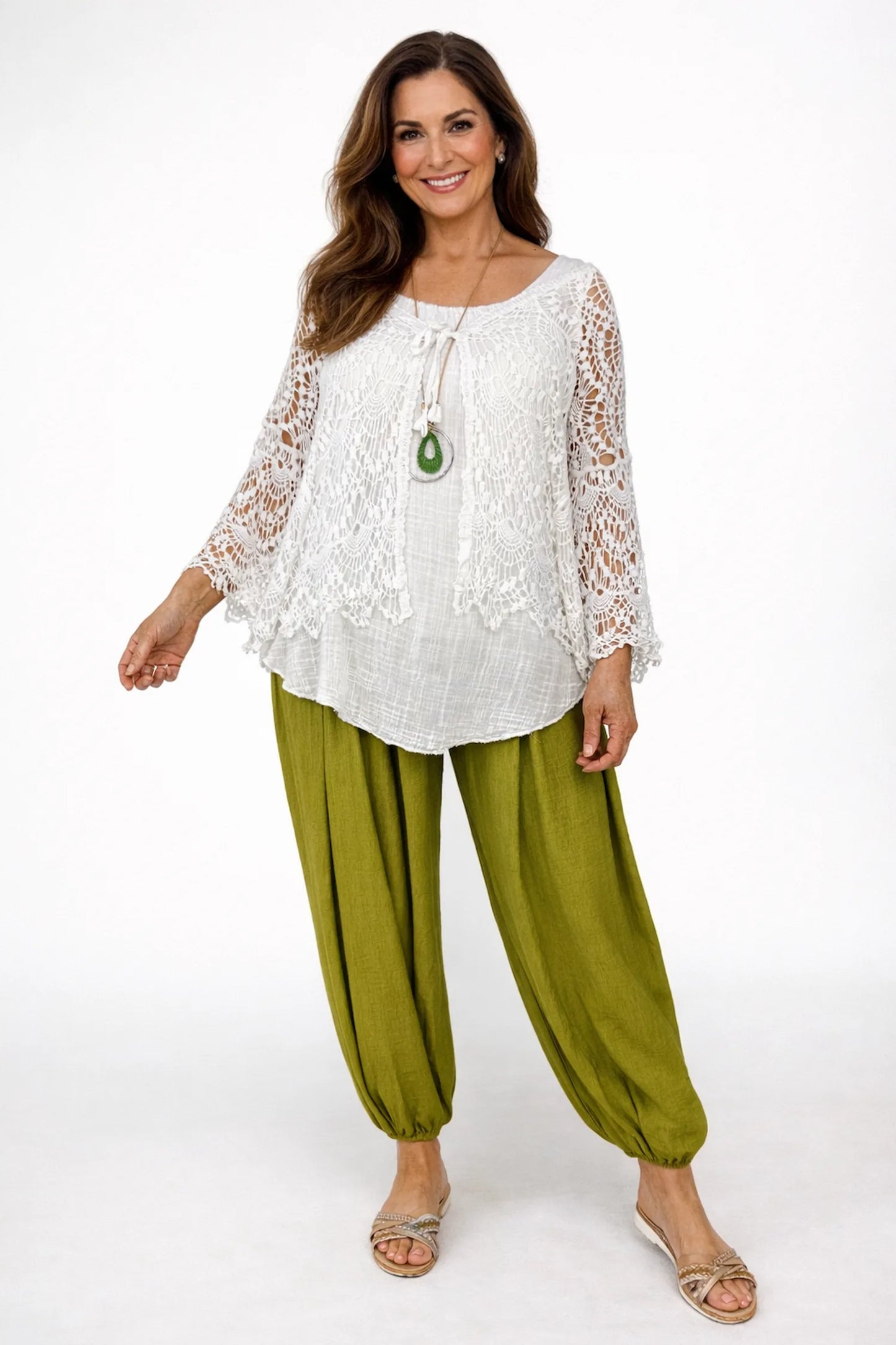 Pure Cotton Tied Coterra Crochet Cardigan - White