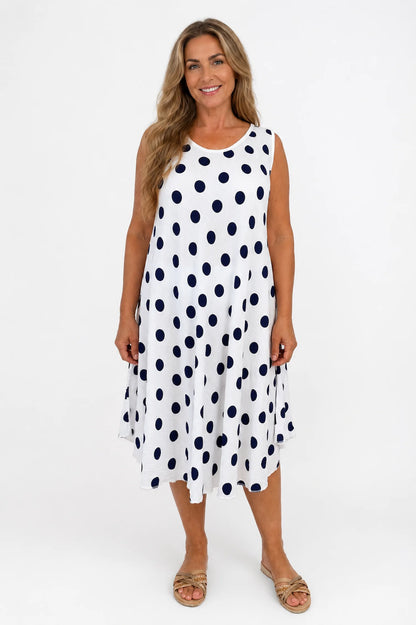 Polka Dot Verity Dress - White