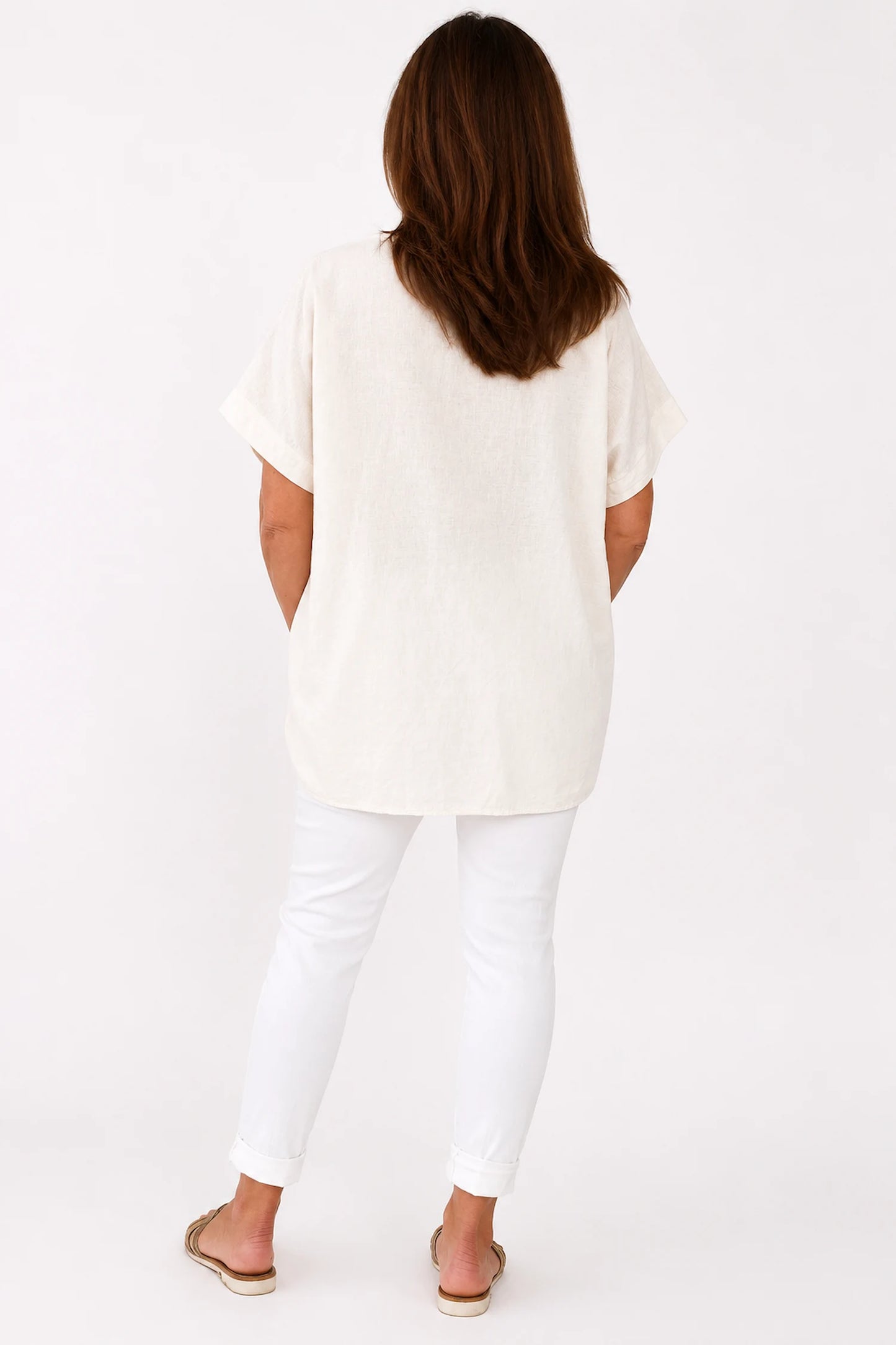 Linen Cotton Mix Mesh Detail Amalfi Pocket Top - Gelato
