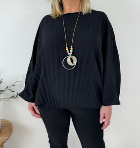 Pleated Batwing Sarlo Necklace Top SS24