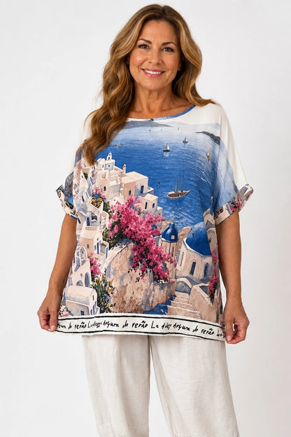 Lightweight Flow Santorini Top - Santorini Blue