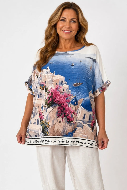 Lightweight Flow Santorini Top - Santorini Blue