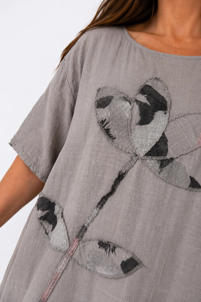 Pure Cotton Bianca Floral Top - Mocha