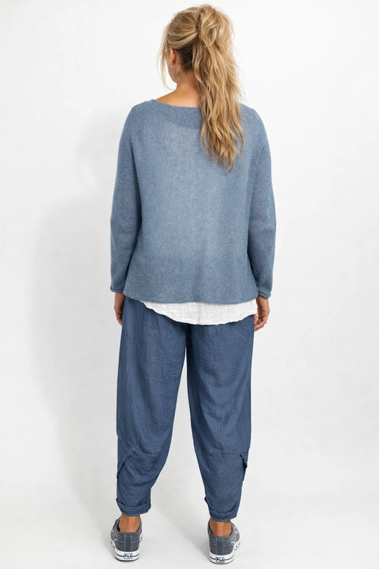 Lagen Look Double Subtle Panel Pocket Elasticated Waist Freya Pants - Denim