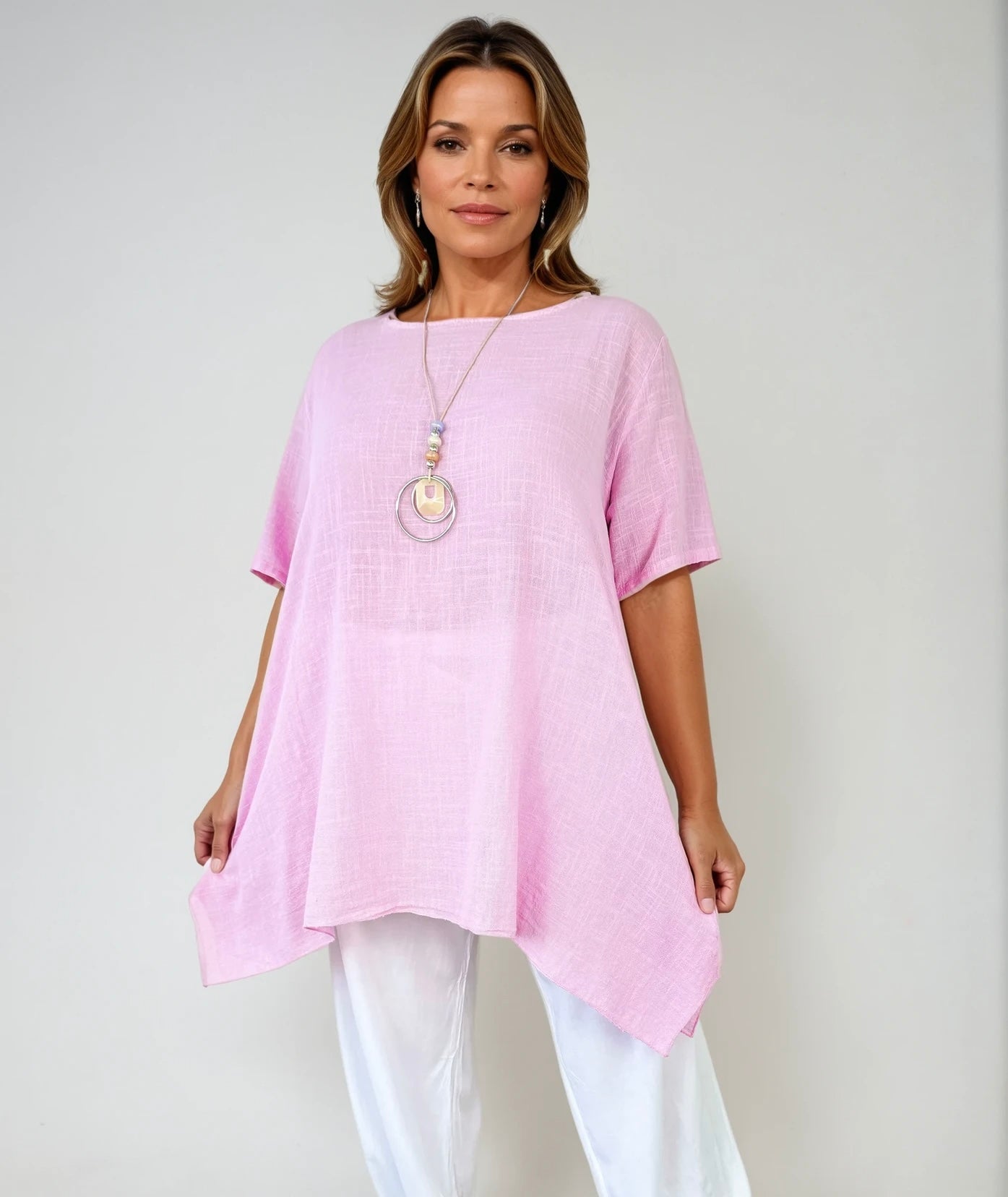 Pure Cotton Cindy Necklace Top - Baby Pink