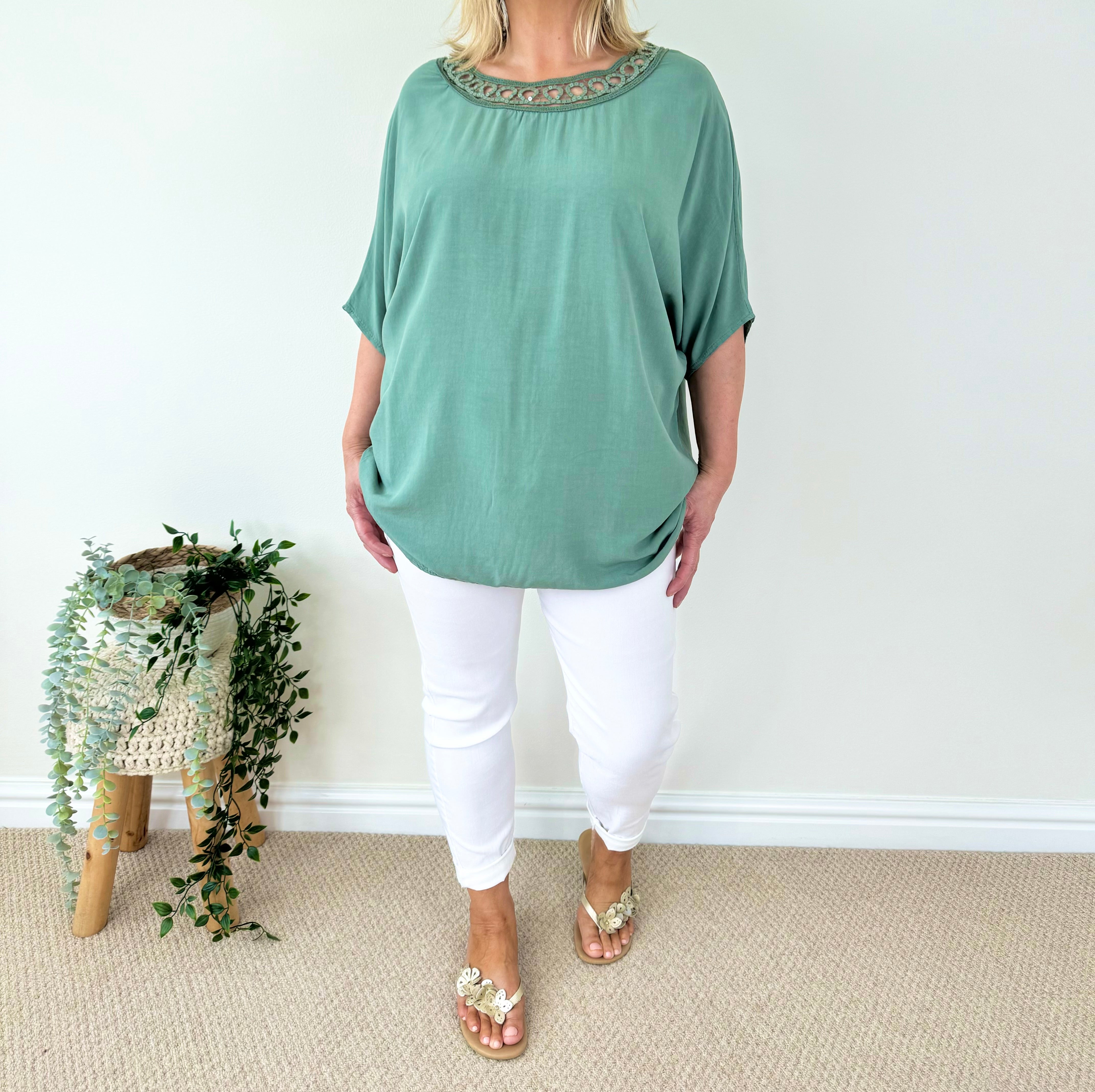 Crochet Sequin Neck Marie Top SS24