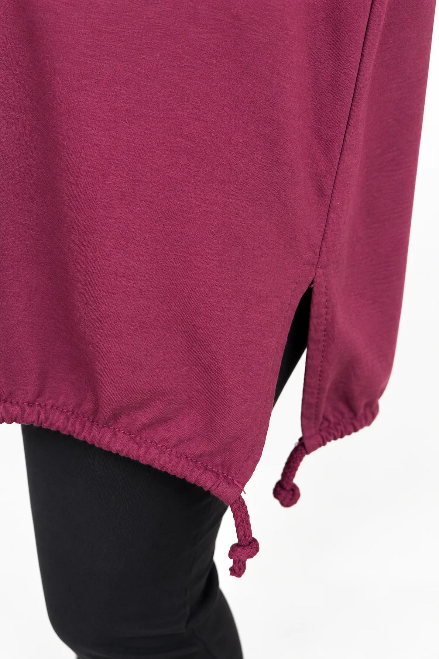 Cotton Embroidered Gold Sequin Floral Manica Tied Hem Top - Wine