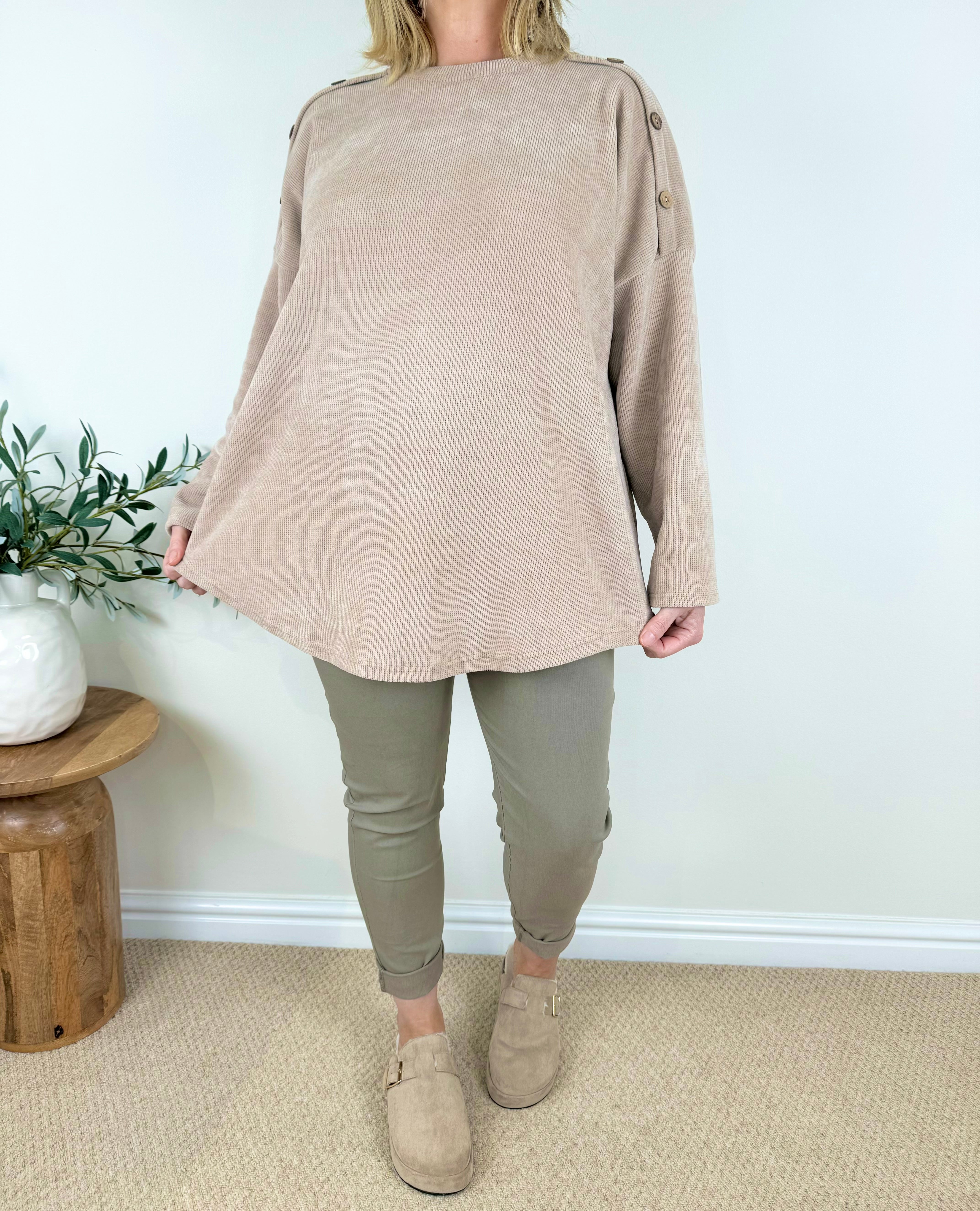 Chenille Button Sleeve Chiara Top AW24