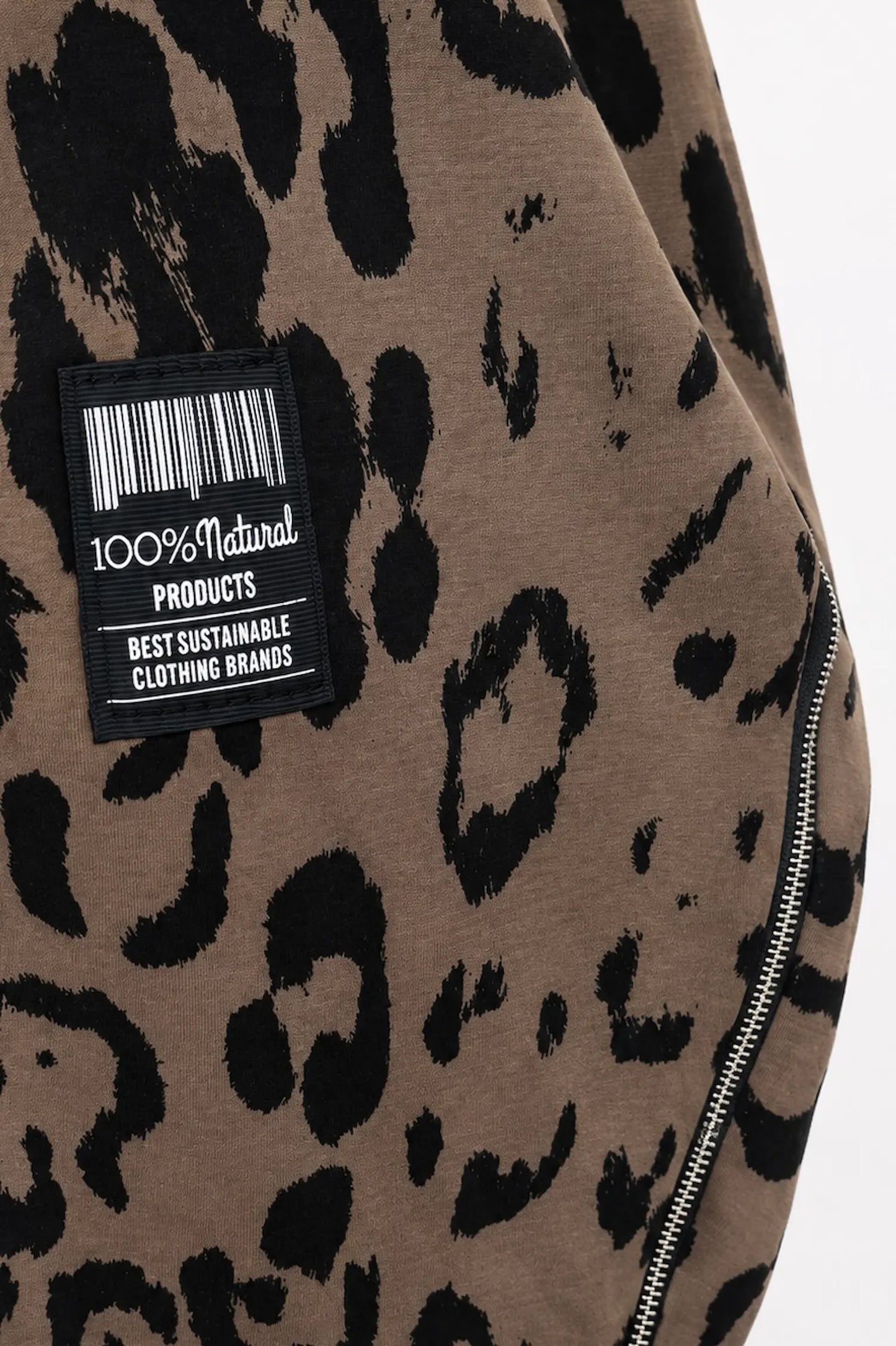 Zip Detail Scuba Leopard Zizzi Tunic Top - Mocha
