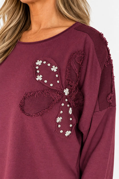Cotton Emalise Frayed Edge Floral Top - Italia Wine