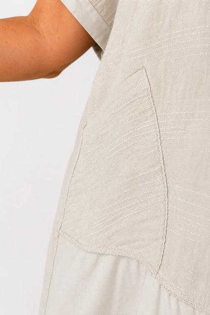Double Pocket Cotton Verity Tunic Top - Beige