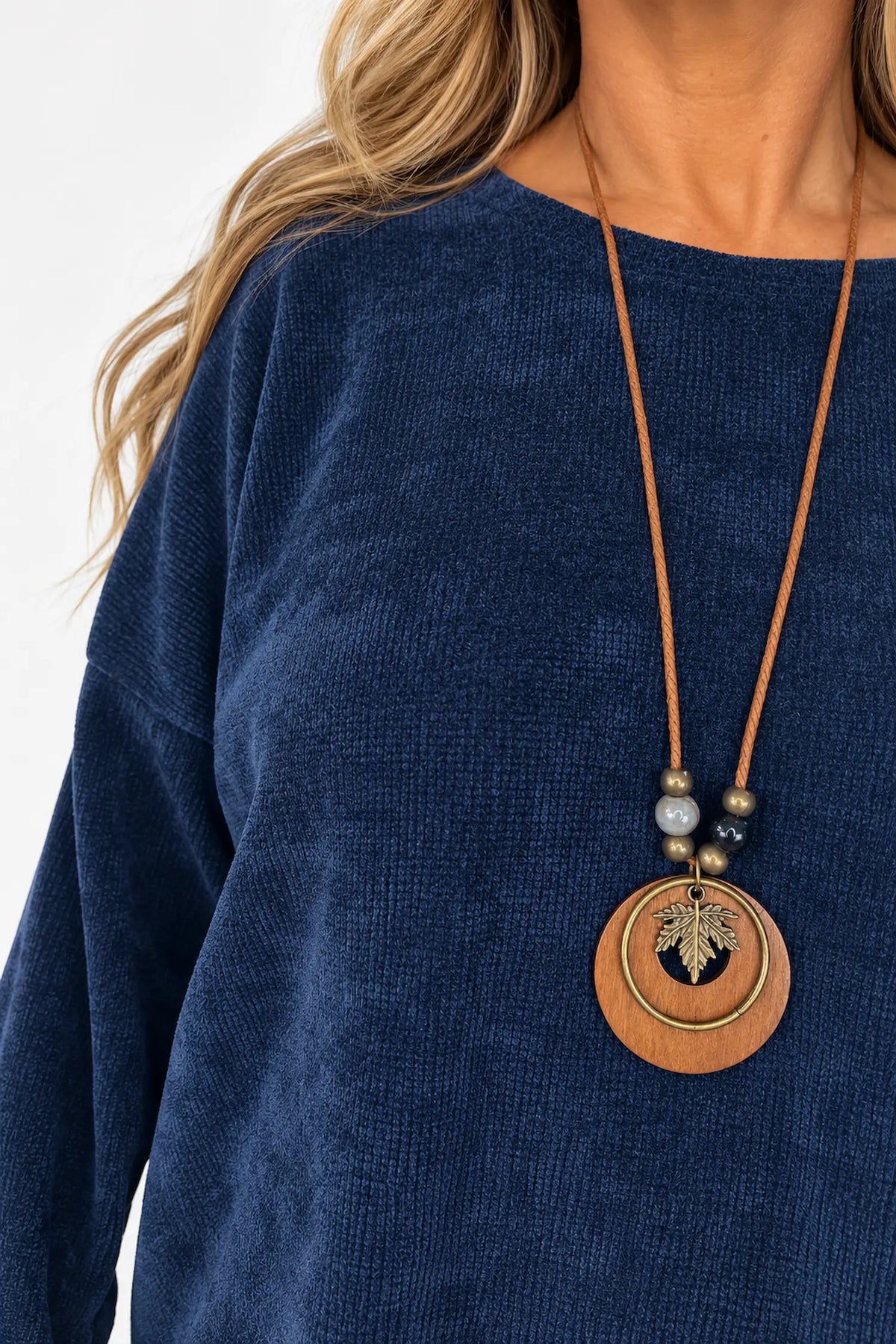 Ariana Chenille Necklace Top - Navy