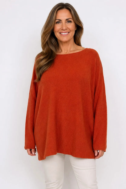 Wool Mix Seam Sleeve Venice Jumper - Orange Squeeze