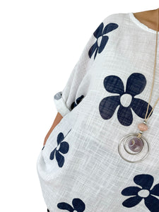 Pure Cotton Vibra Necklace Top - White