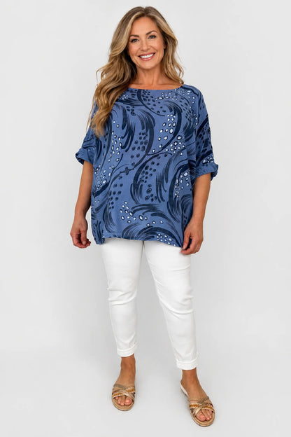 Pure Cotton Tove Italia Top - Denim