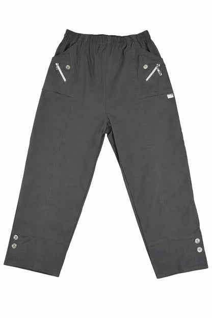 Cotton Double Zipped Pocket Cherry Berry Pants - Mocha